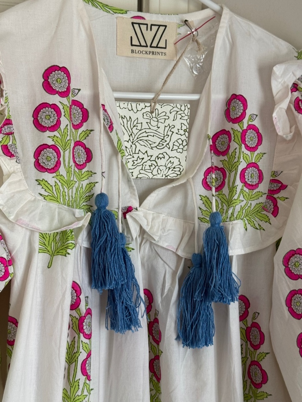 NWT, SZ BLOCKPRINTS, HAND BLOCKED/PRINTED, DARLING CLOVER TOP IN HOT PINK - Picture 6 of 16